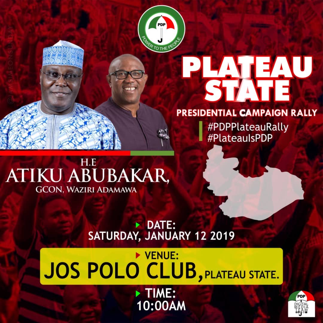 #PDPPlateauRally See The crowd of supporters For Atiku at the Polo Field in Jos City