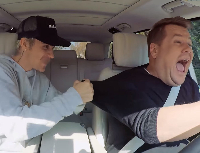 Justin Bieber gets Yummy with James Corden on “Carpool Karaoke”