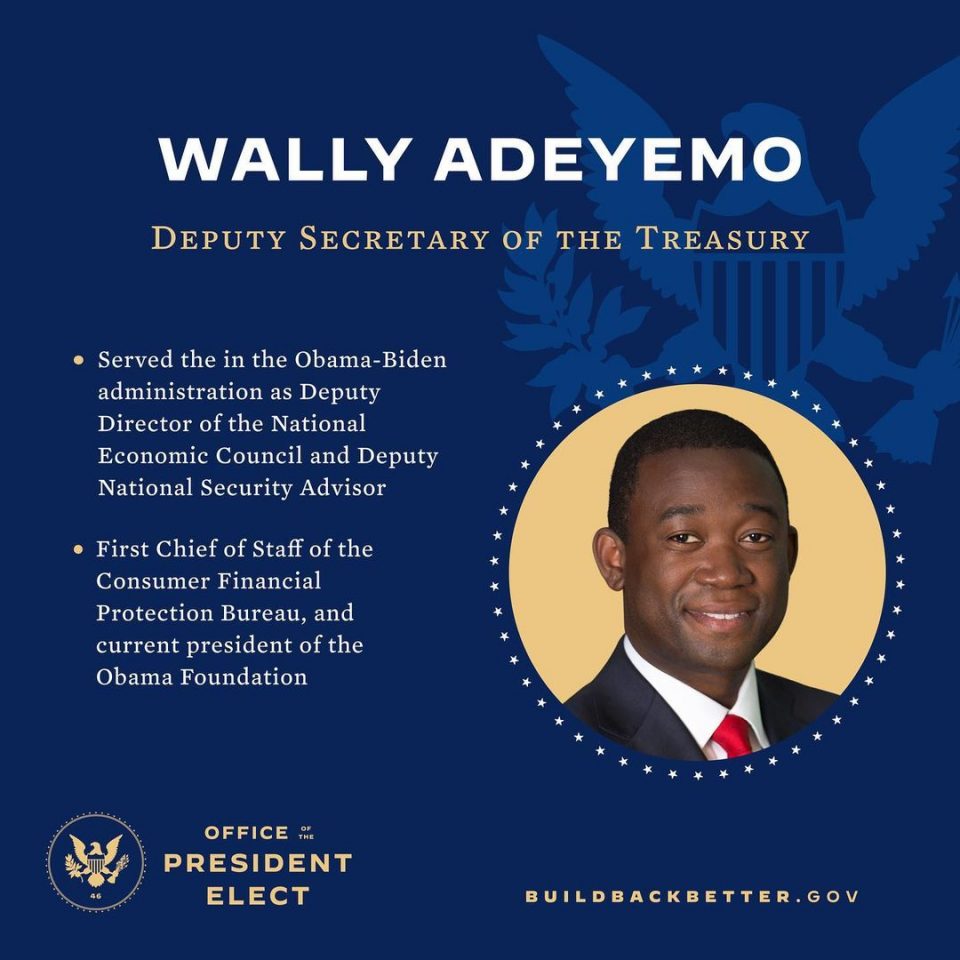 Nigerian-born Attorney Adewale ‘Wally’ Adeyemo nominated as Joe Biden’s Deputy Treasury Secretary
